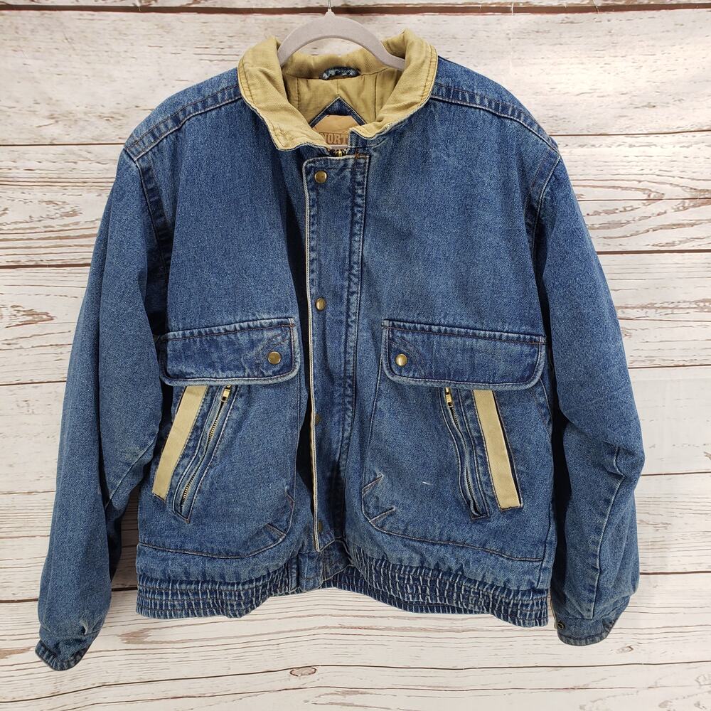 North West Blue Heavy Denim Men's Full Zip/ Snap Jacket Size XL